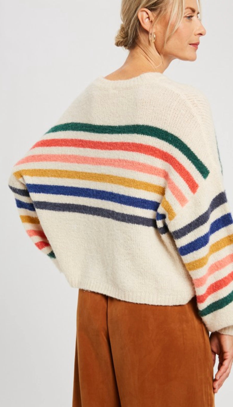 Rainbow Striped Cozy Sweater