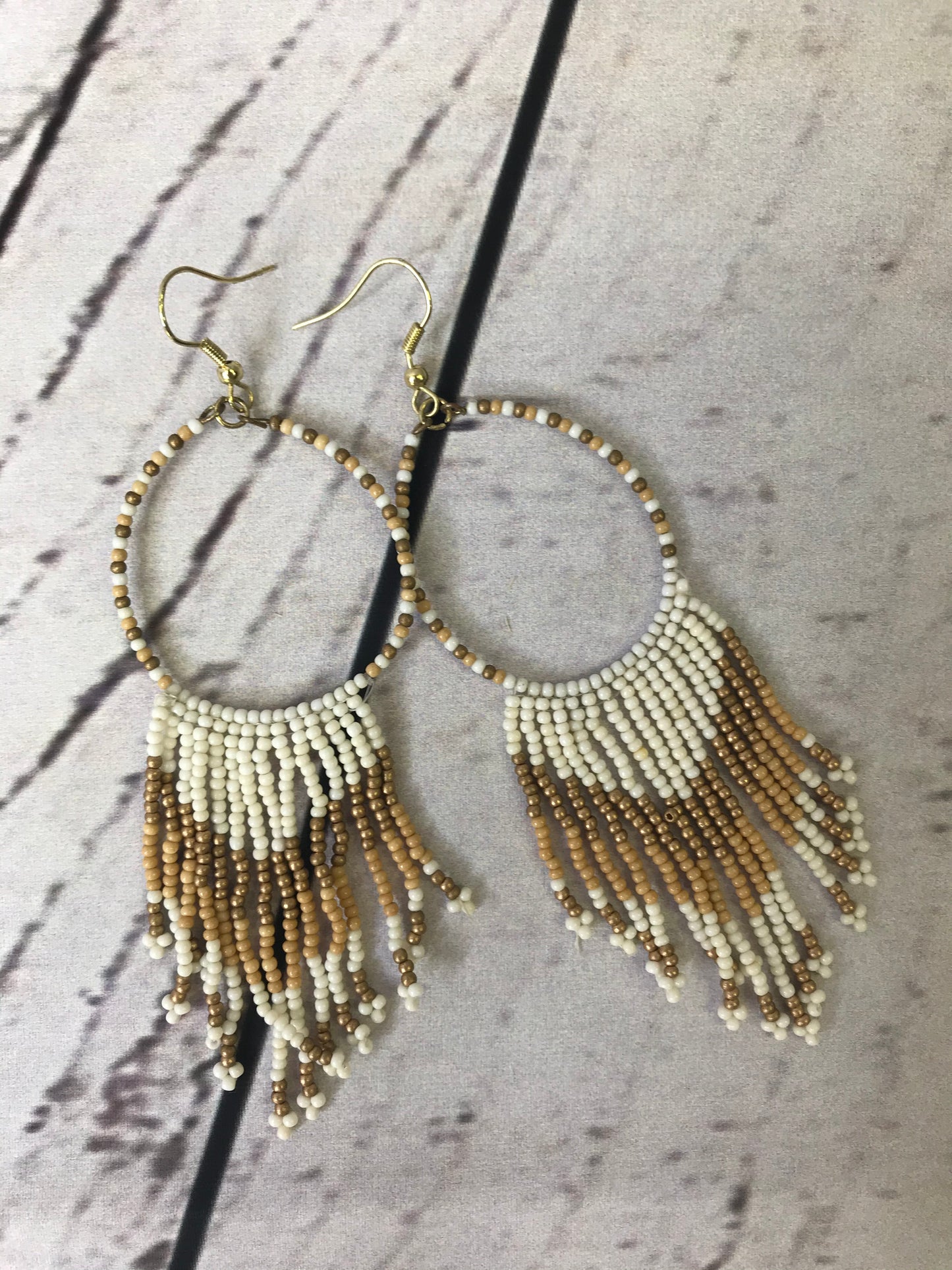 Beaded Circle & Tassel Earrings