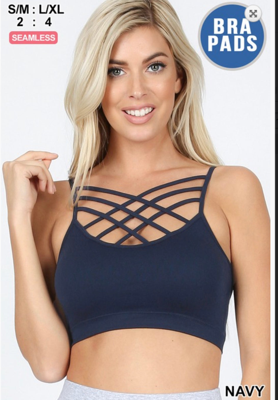 SEAMLESS TRIPLE CRISS-CROSS PADDED BRALETTE