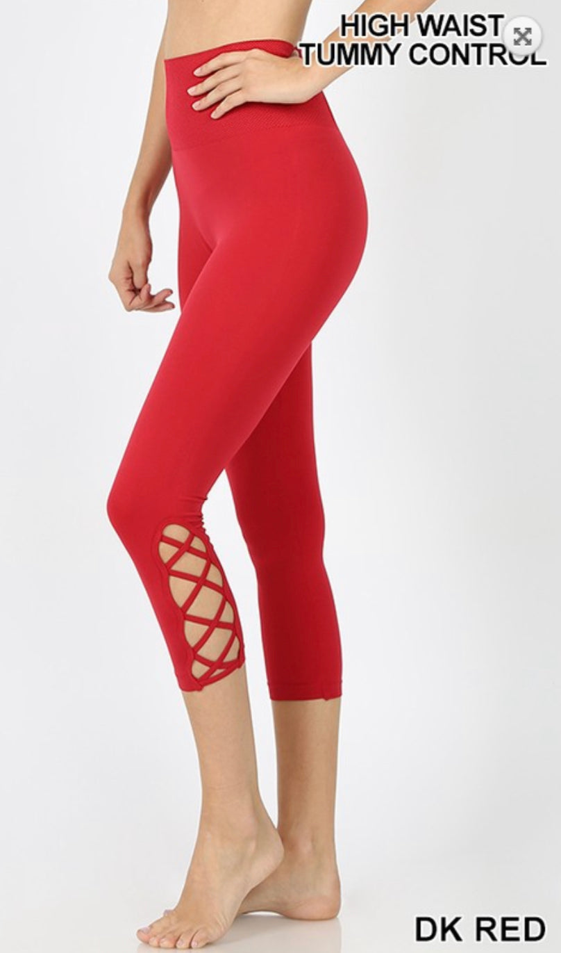 Lattice Hem High Waist Leggings S-XL