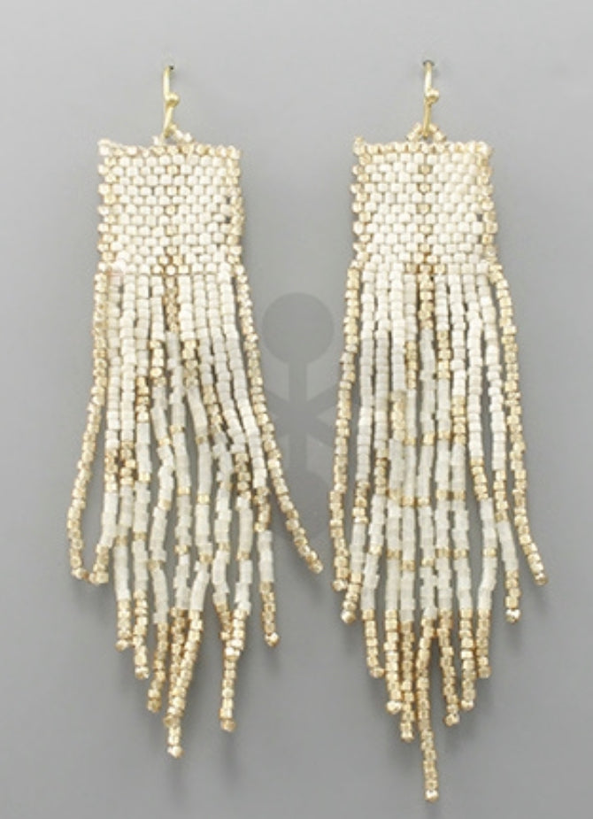 Seed Bead Tassel Earrings