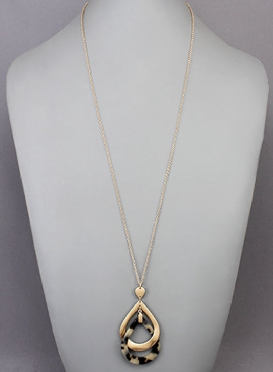 Acrylic and Metal Teardrop Necklace