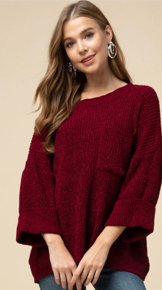 Crimson Chenille Sweater