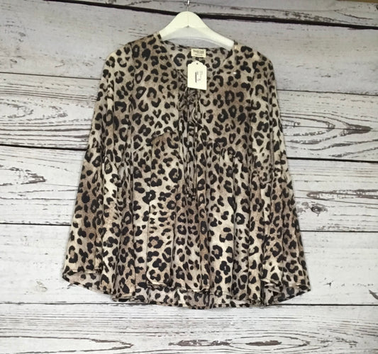 V-Neck Leopard Woven Top