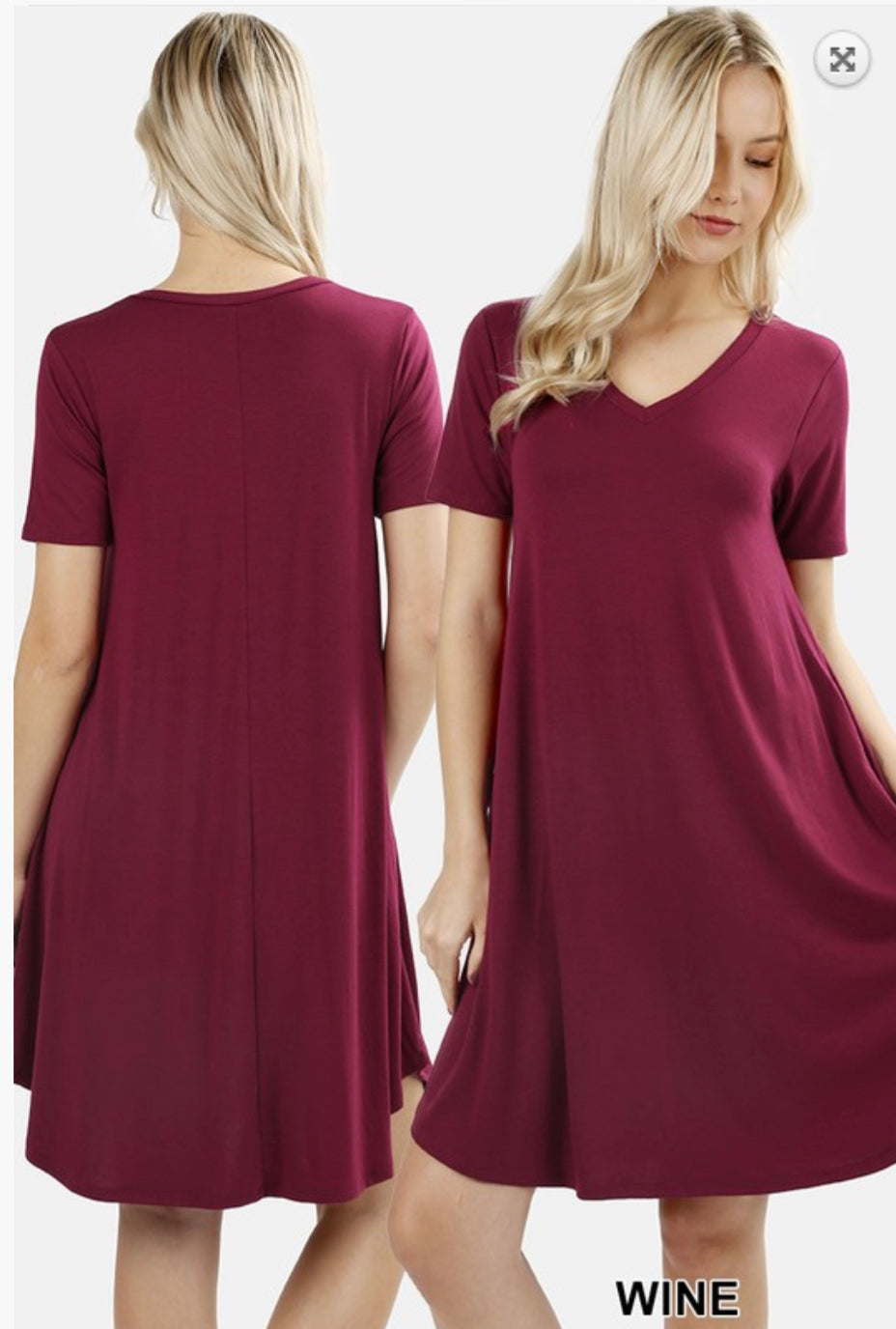 Short Sleeve V-Neck  Knit Dress S-XL