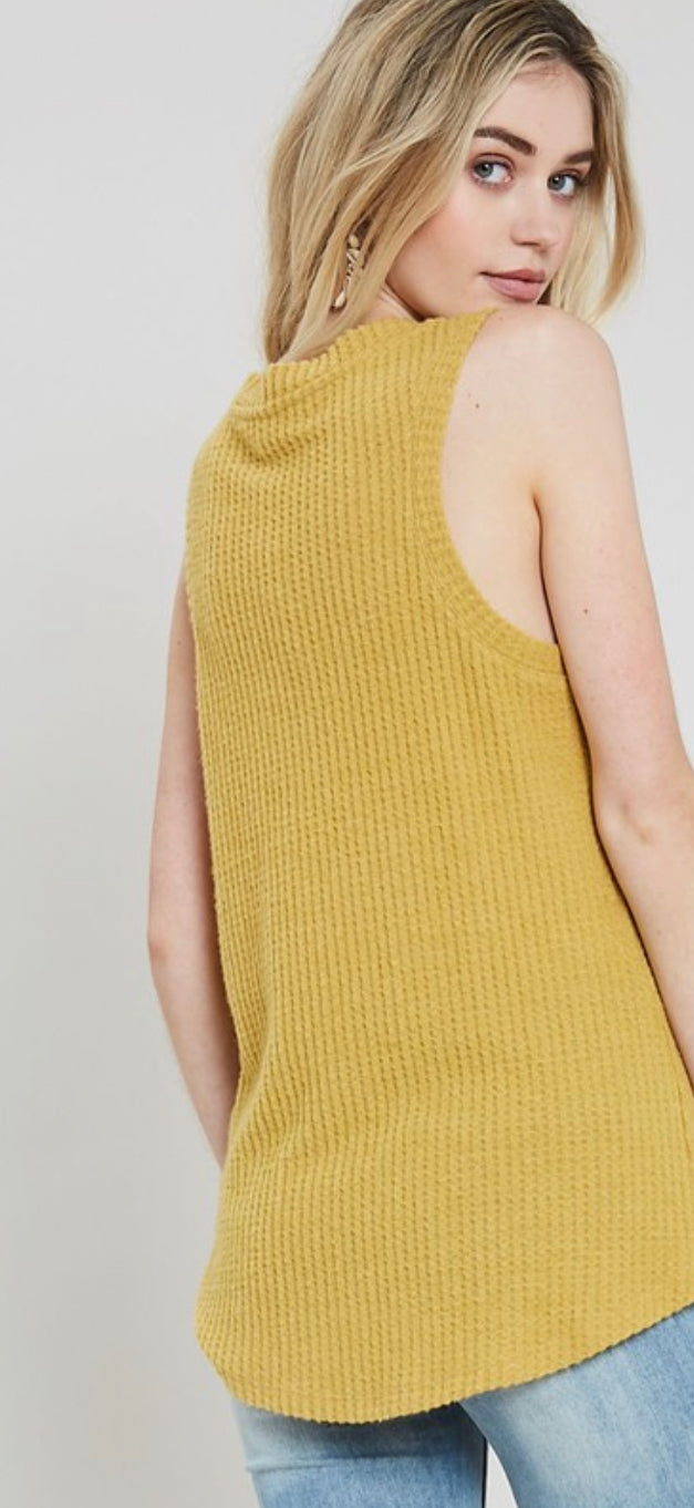 Sleeveless Waffle Knit Top