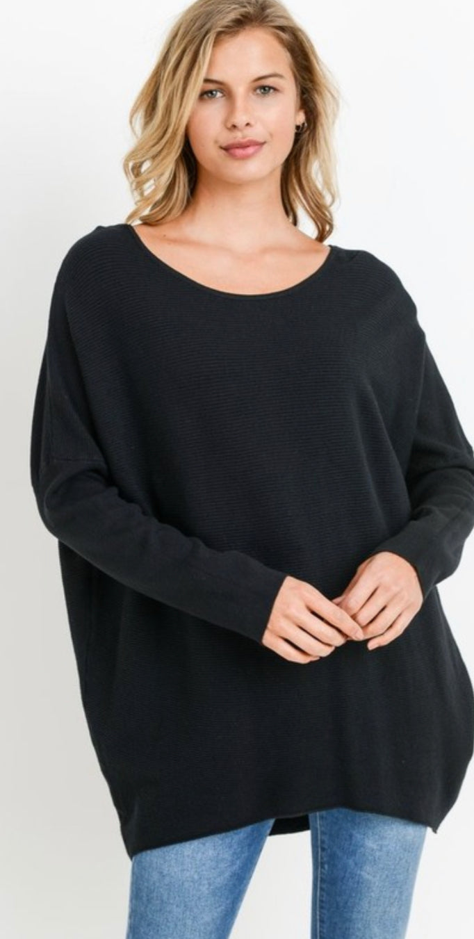 Oversized Sweater Top with Strappy Back