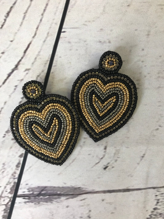 Beaded Heart Earrings