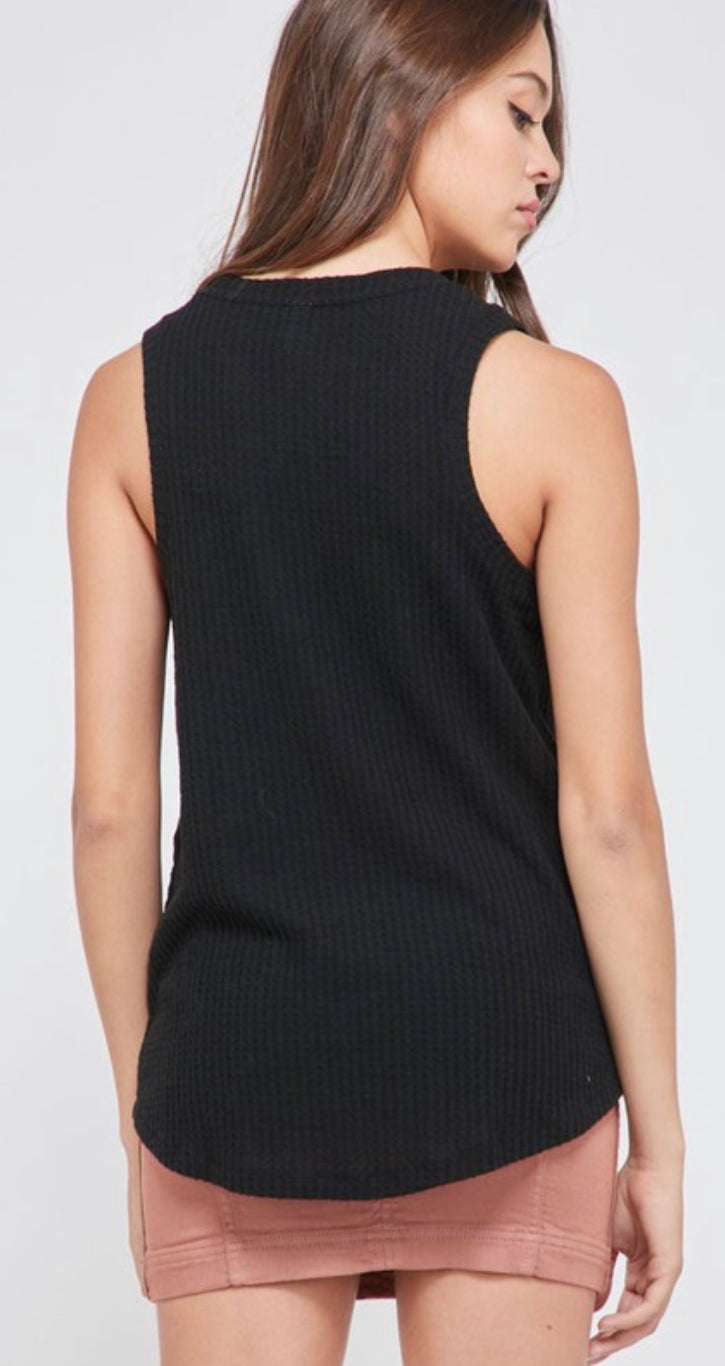 Sleeveless Waffle Knit Top