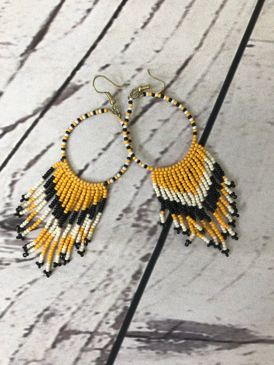 Beaded Circle & Tassel Earrings