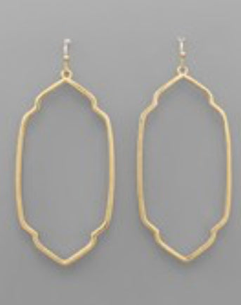 Simple Metal Oval Drop Earrings