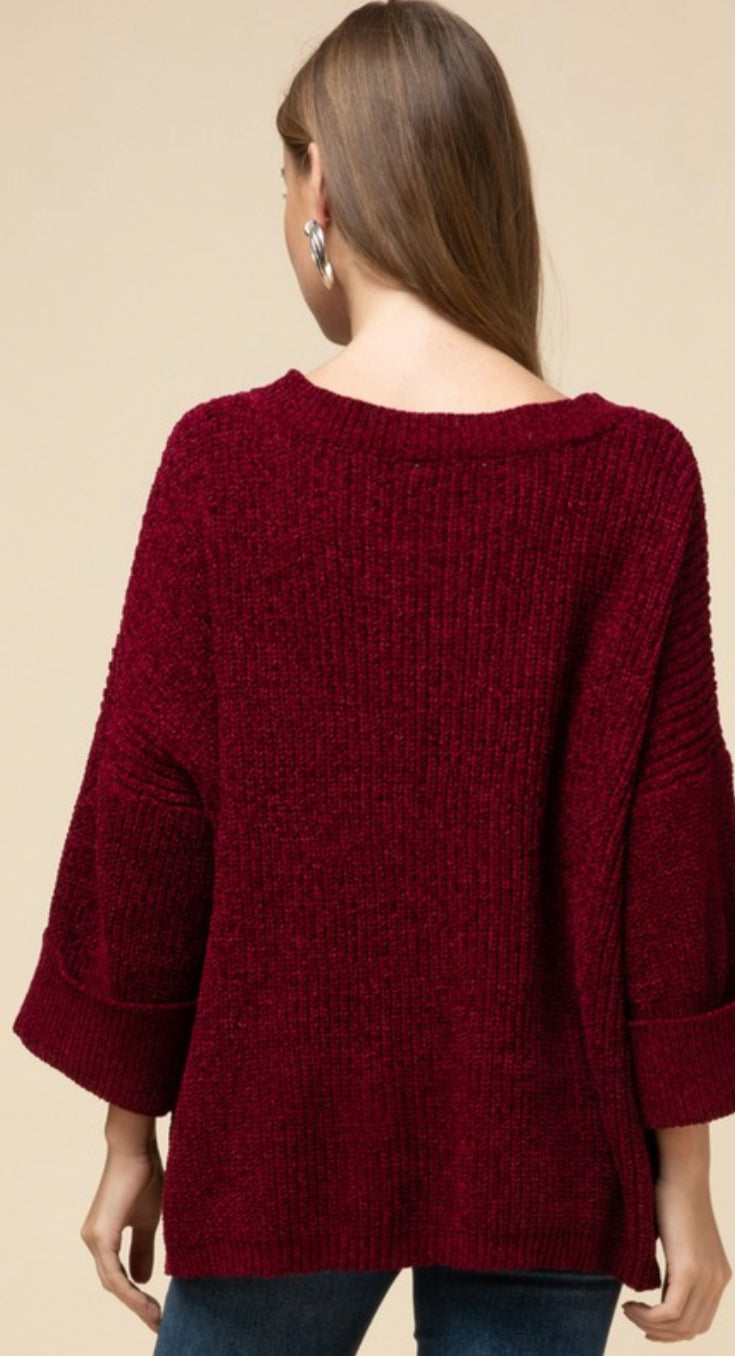 Crimson Chenille Sweater