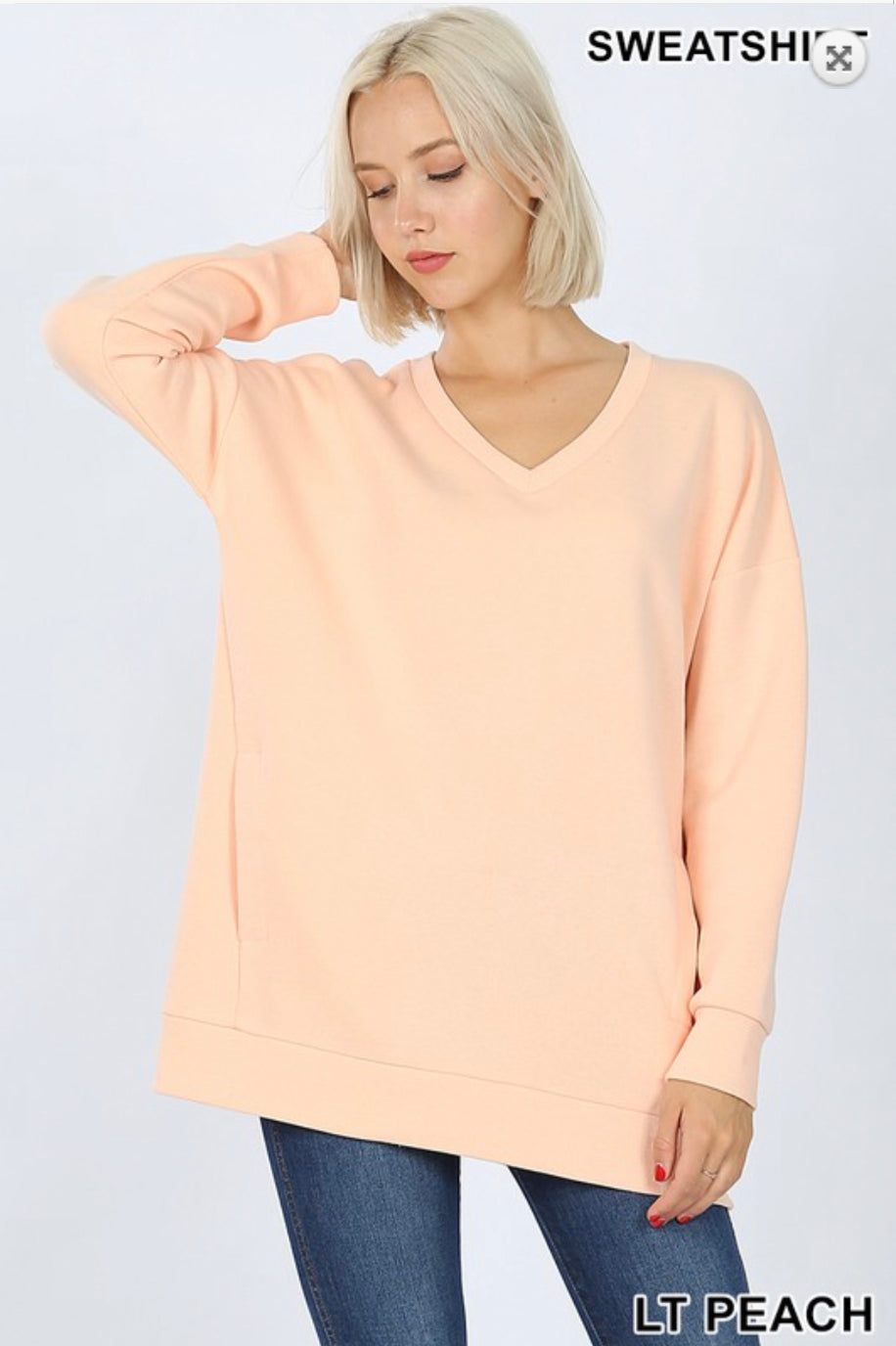 Long Sleeve V-Neck Sweatshirt