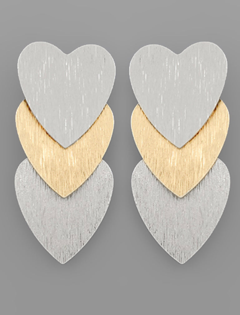 Three Sisters  Heart Earrings