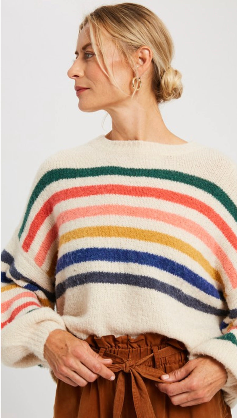 Rainbow Striped Cozy Sweater