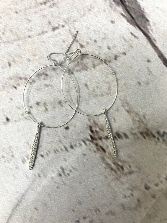 Paved Crystal Bar Hoop Earrings