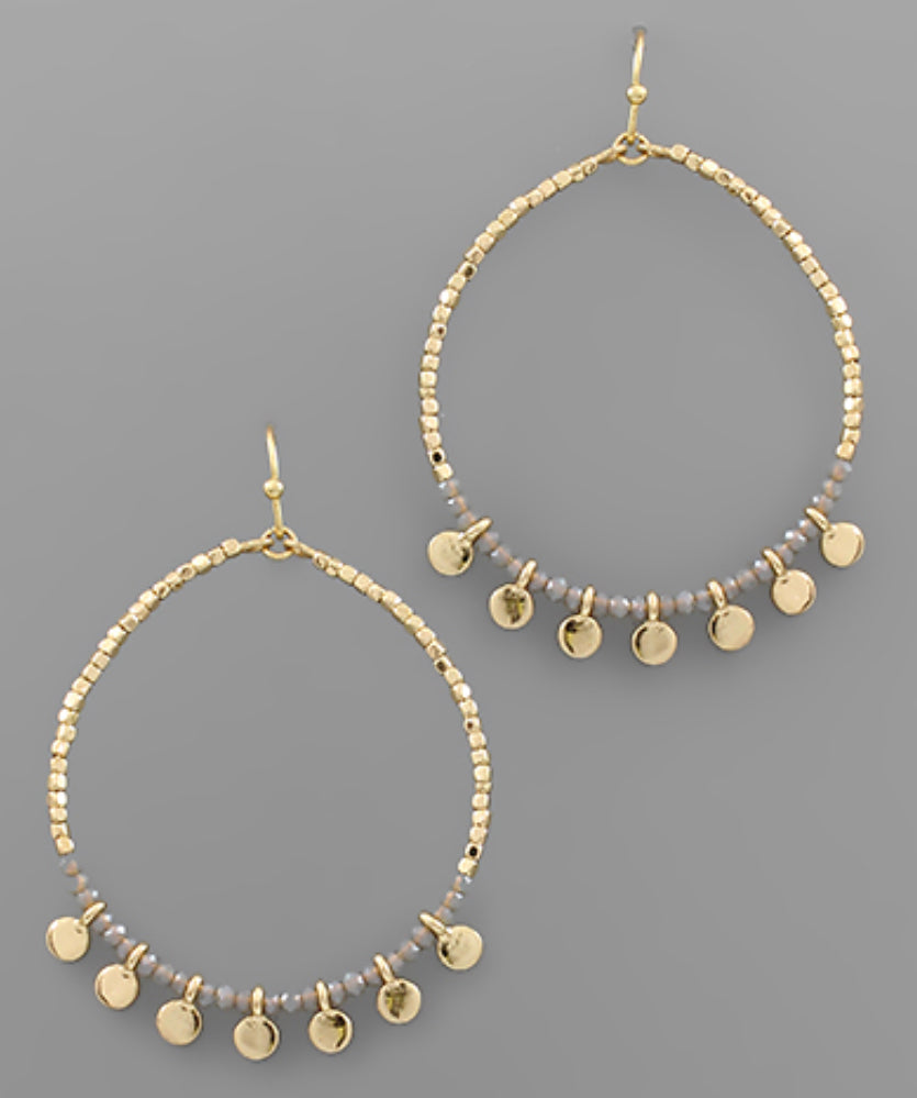 Bead Circle and Disc Charm Earrings