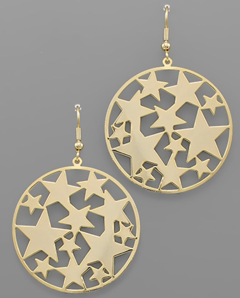 Multi Star Circle Earrings