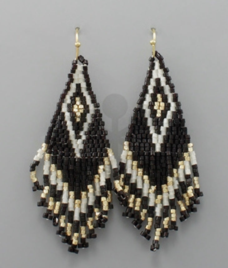 Seed Bead Fringe Earrings