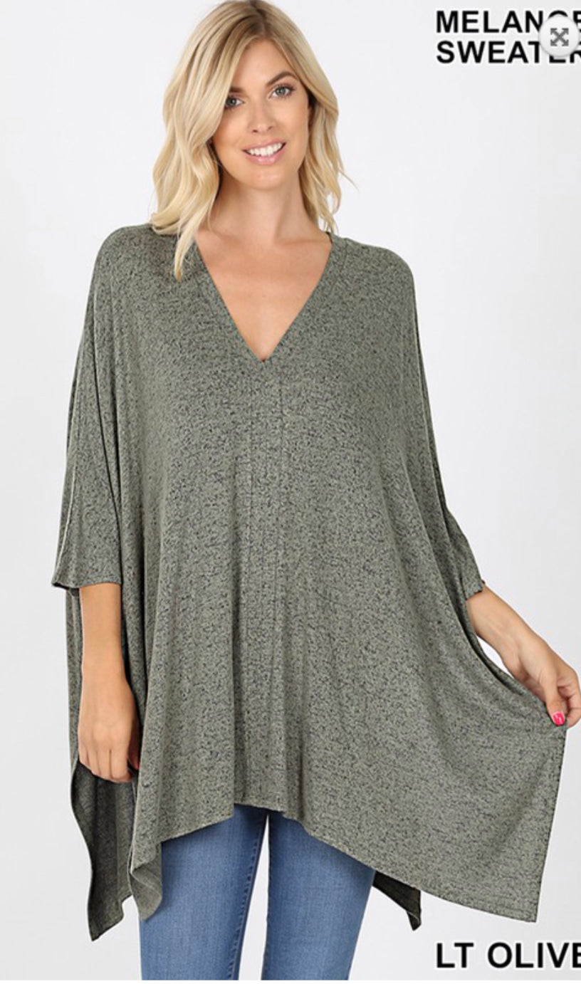 Melange Poncho Sweater