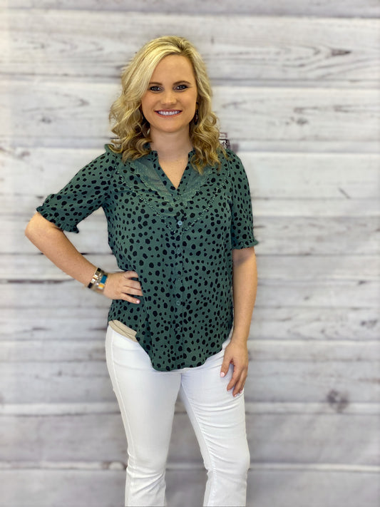 Sage Leopard Top