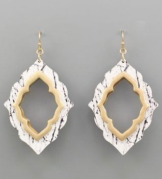 Print Wood Arabesque Earrings