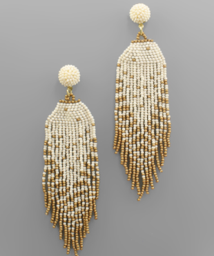 Twotone Bead Tassel Earrings