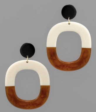 Twotone Acrylic Oval Earrings