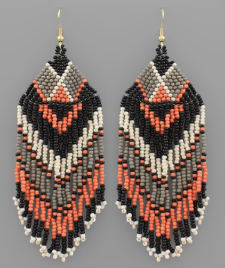 Bead Triangle Tassel Earrings