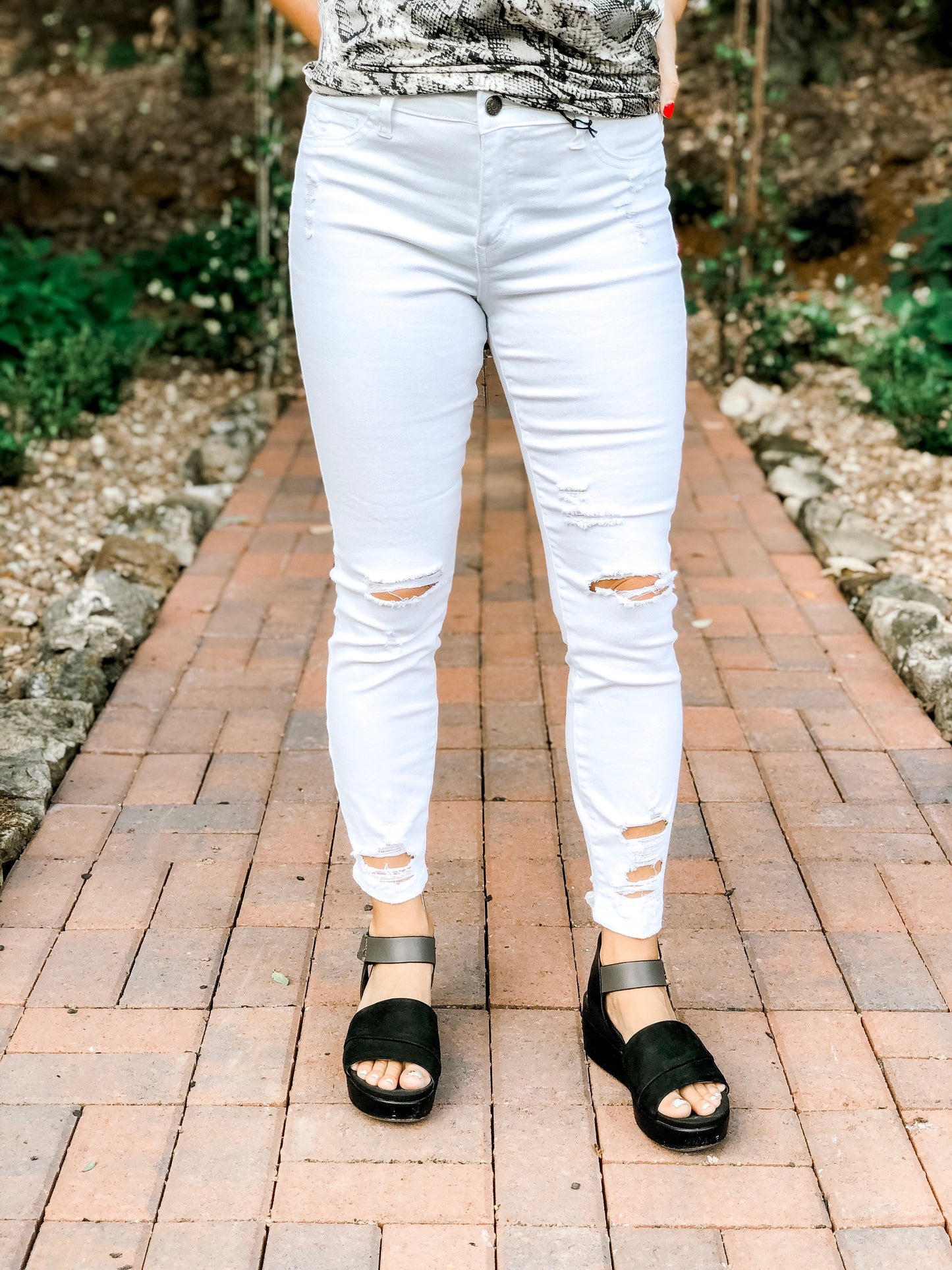 Destructed White Skinny Jeans