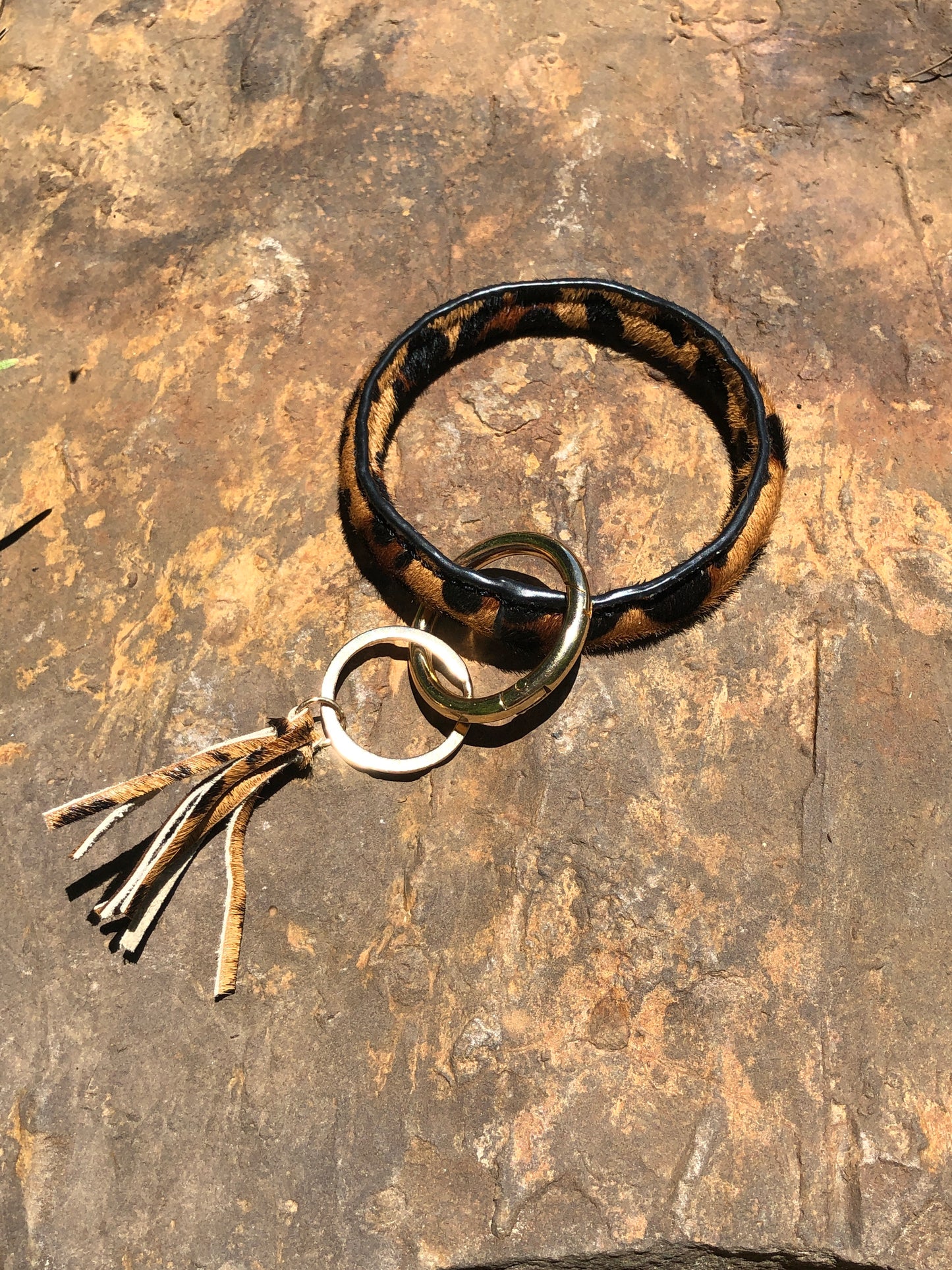 Textured Leopard Wrist Holder Key Chain