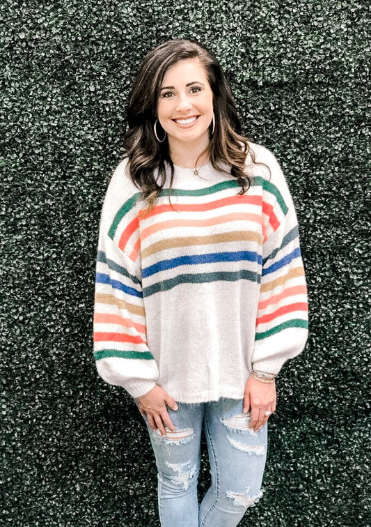 Rainbow Striped Cozy Sweater