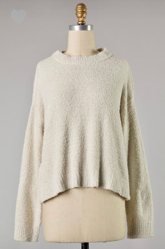 ROUND NECK FAUX FUR SWEATER