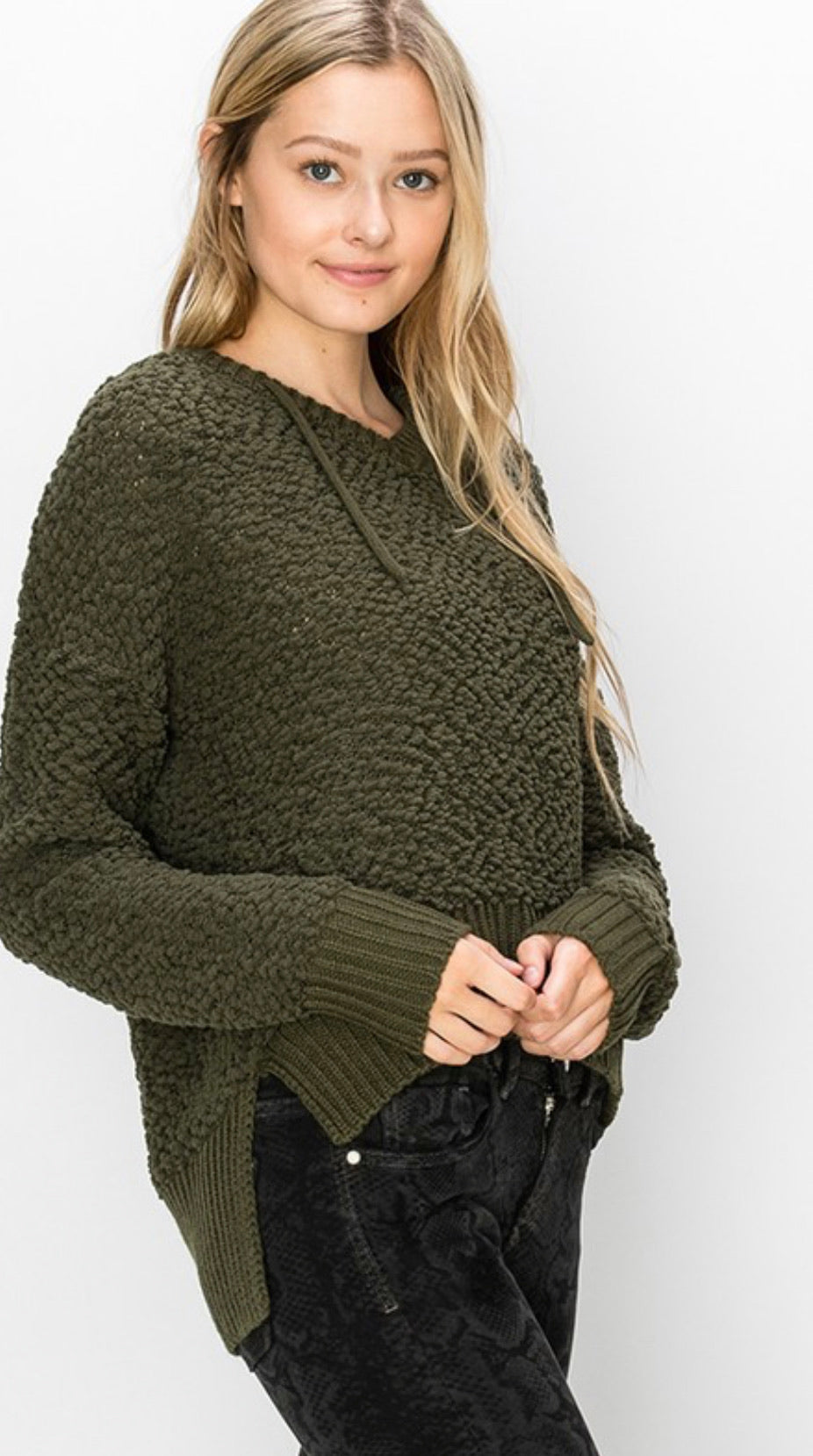 Hooded Popcorn Sweater