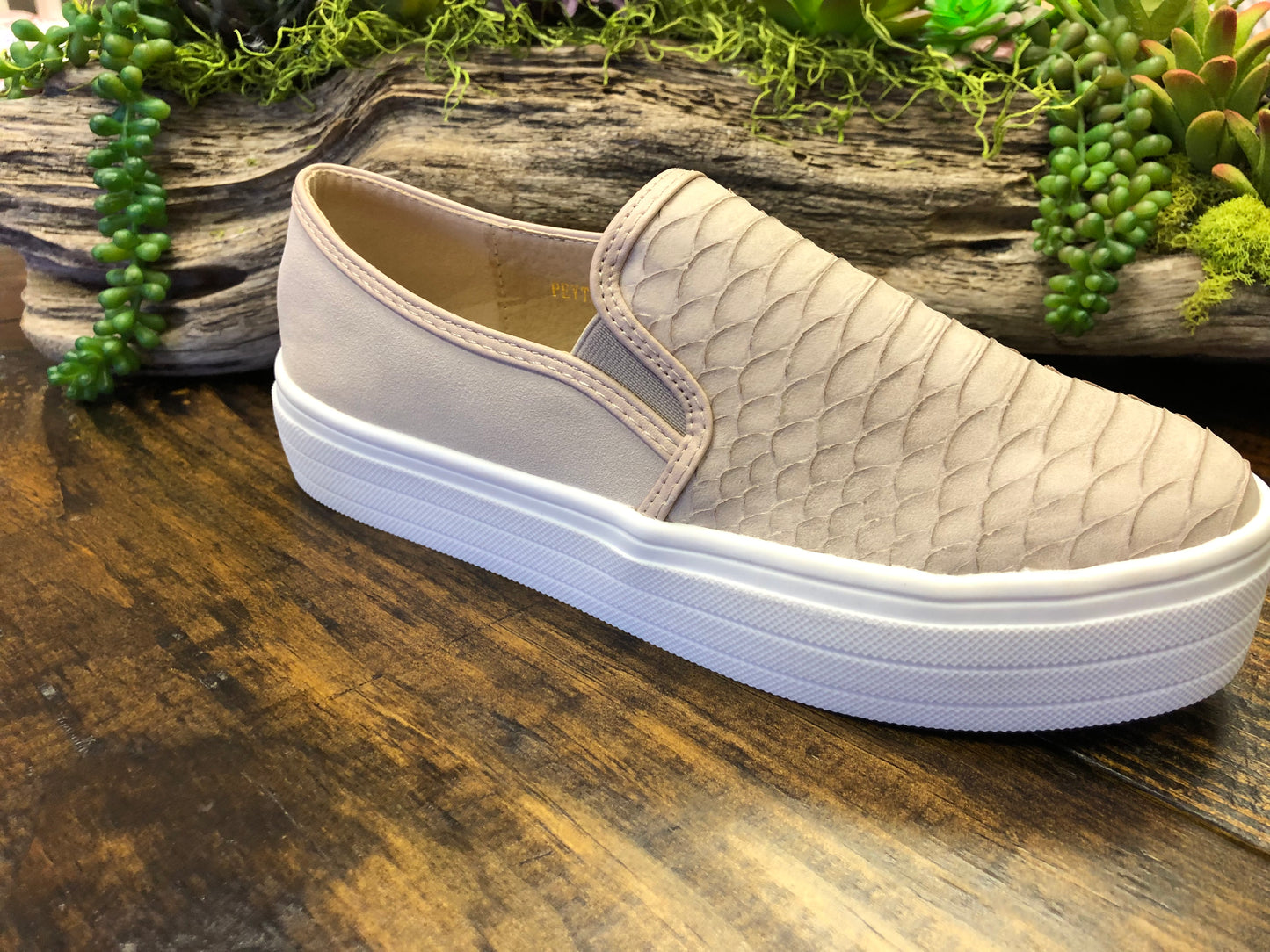 Textured Reptile Slip-On Sneakers