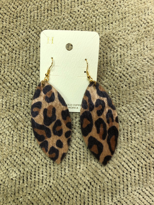 Faux Fur Leopard Teardrop Earrings