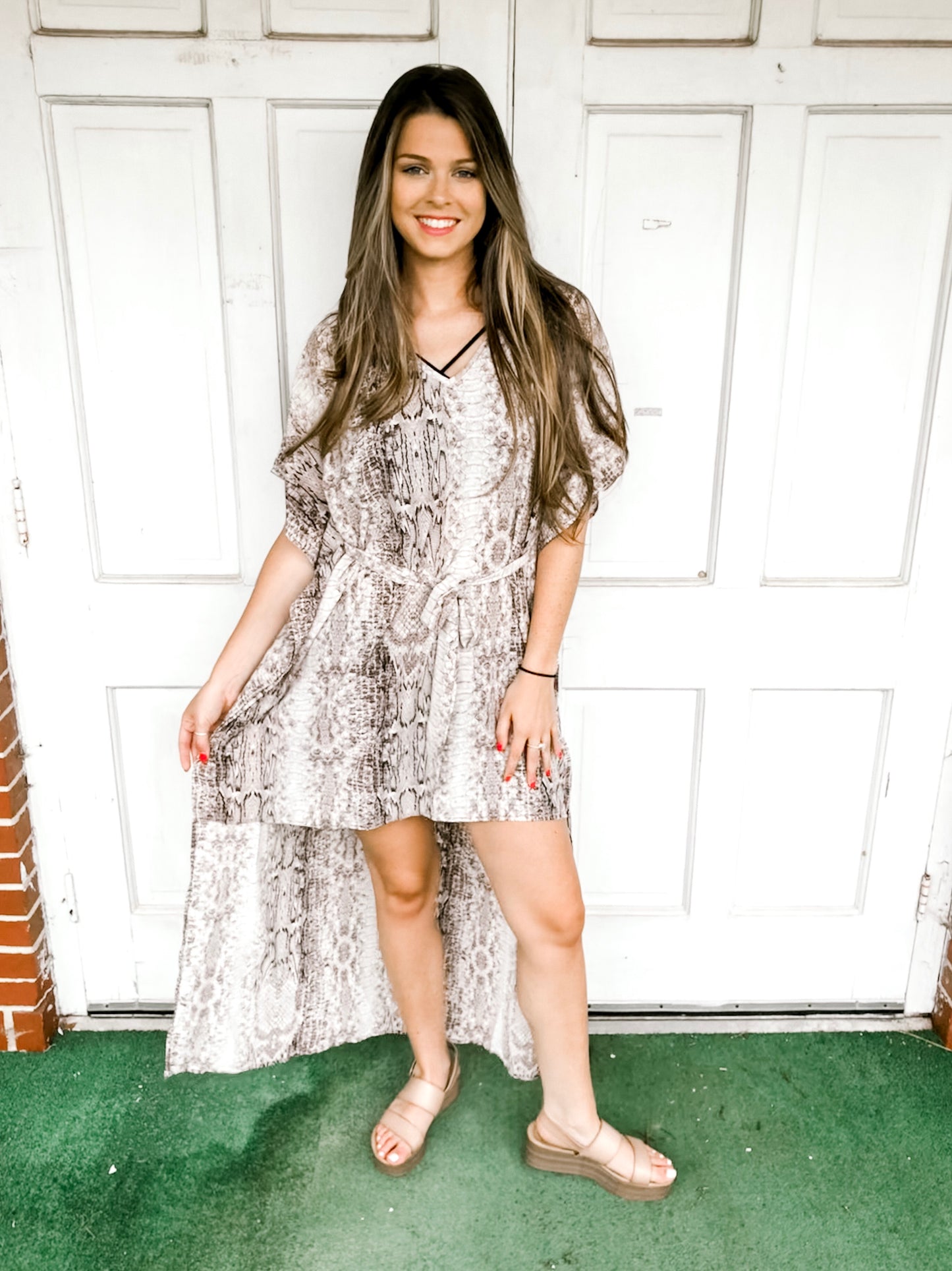 Reptile Print Hi-Low Dress