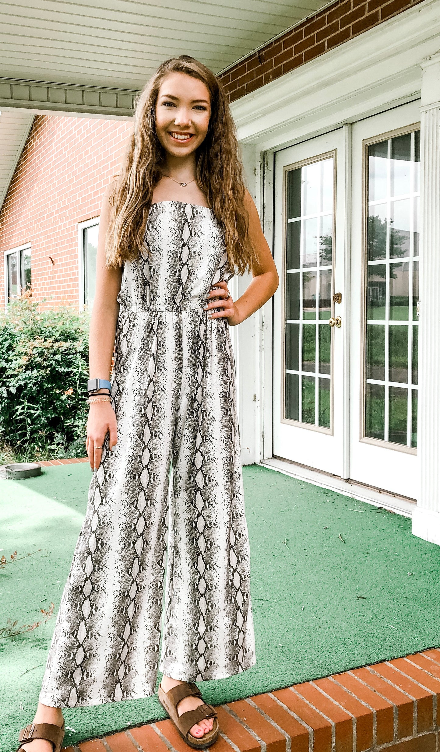 Strapless Snake Print Jumpsuit