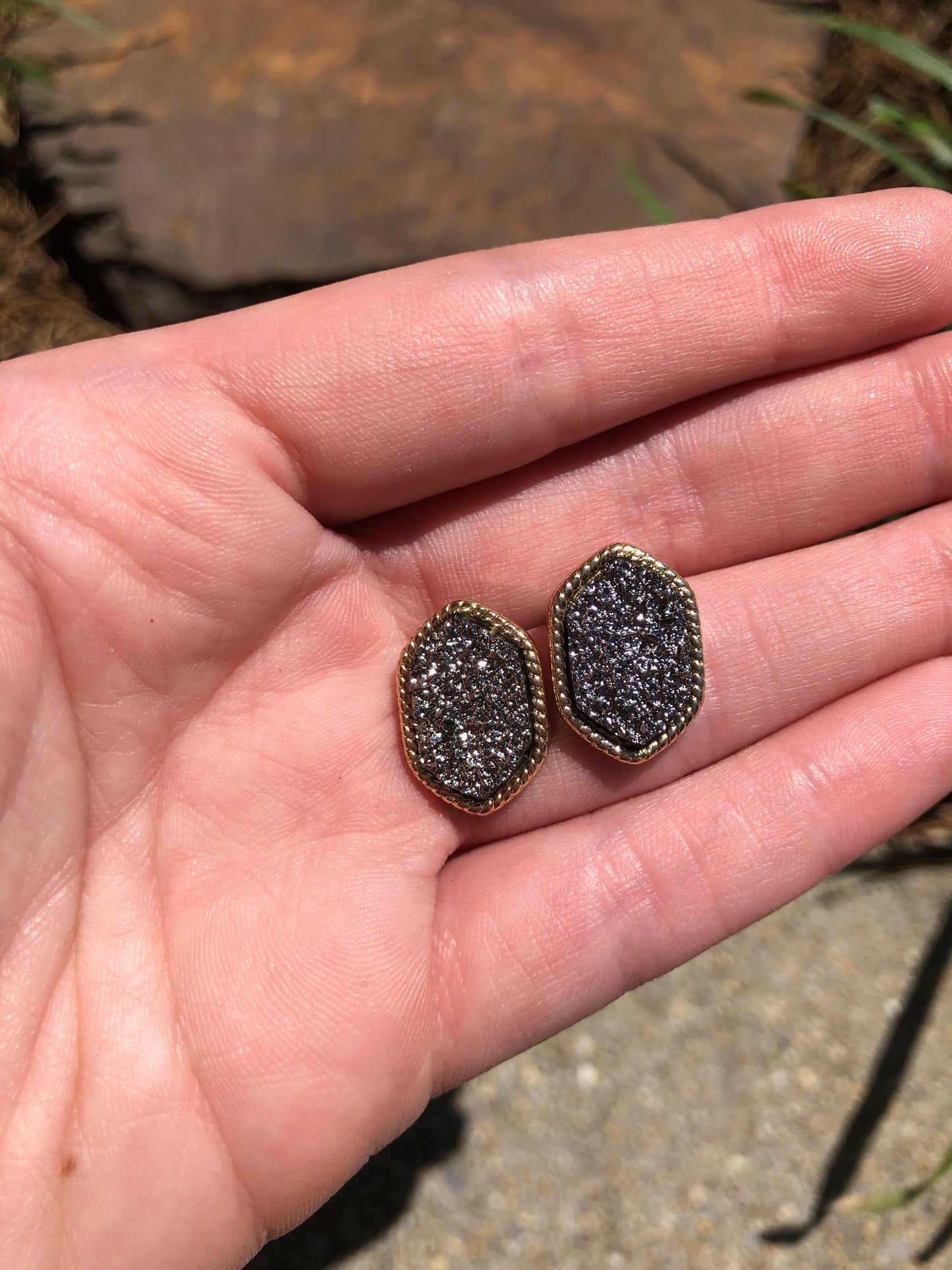 Ellie Studs in Silver Drusy