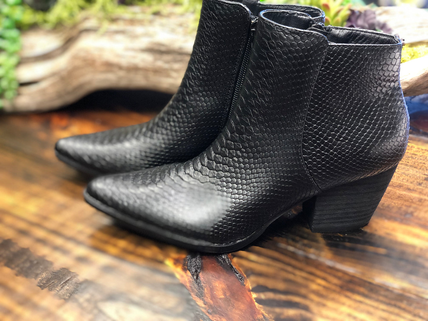 Reptile Black Bootie