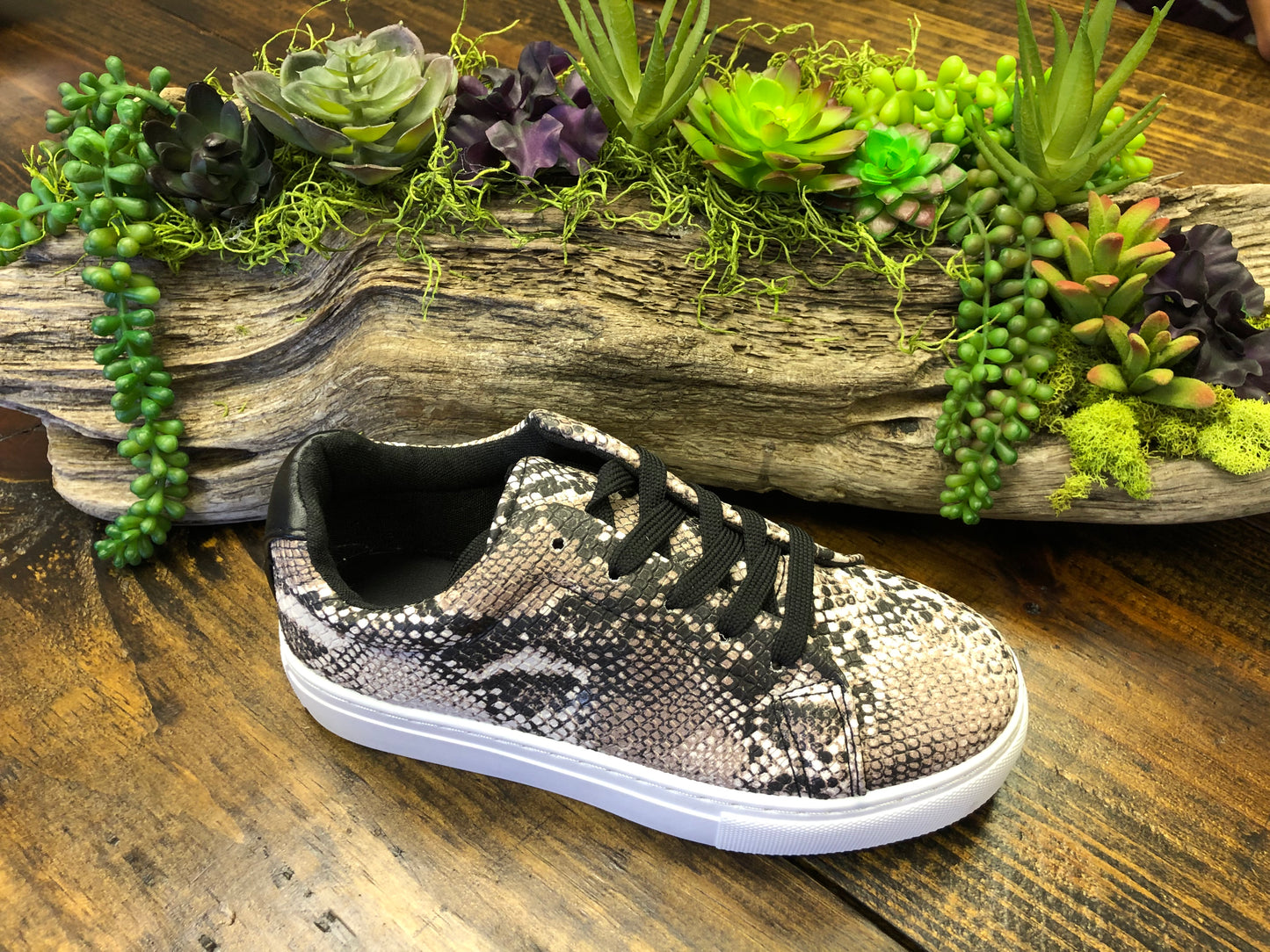 Platform Snake Print Sneakers