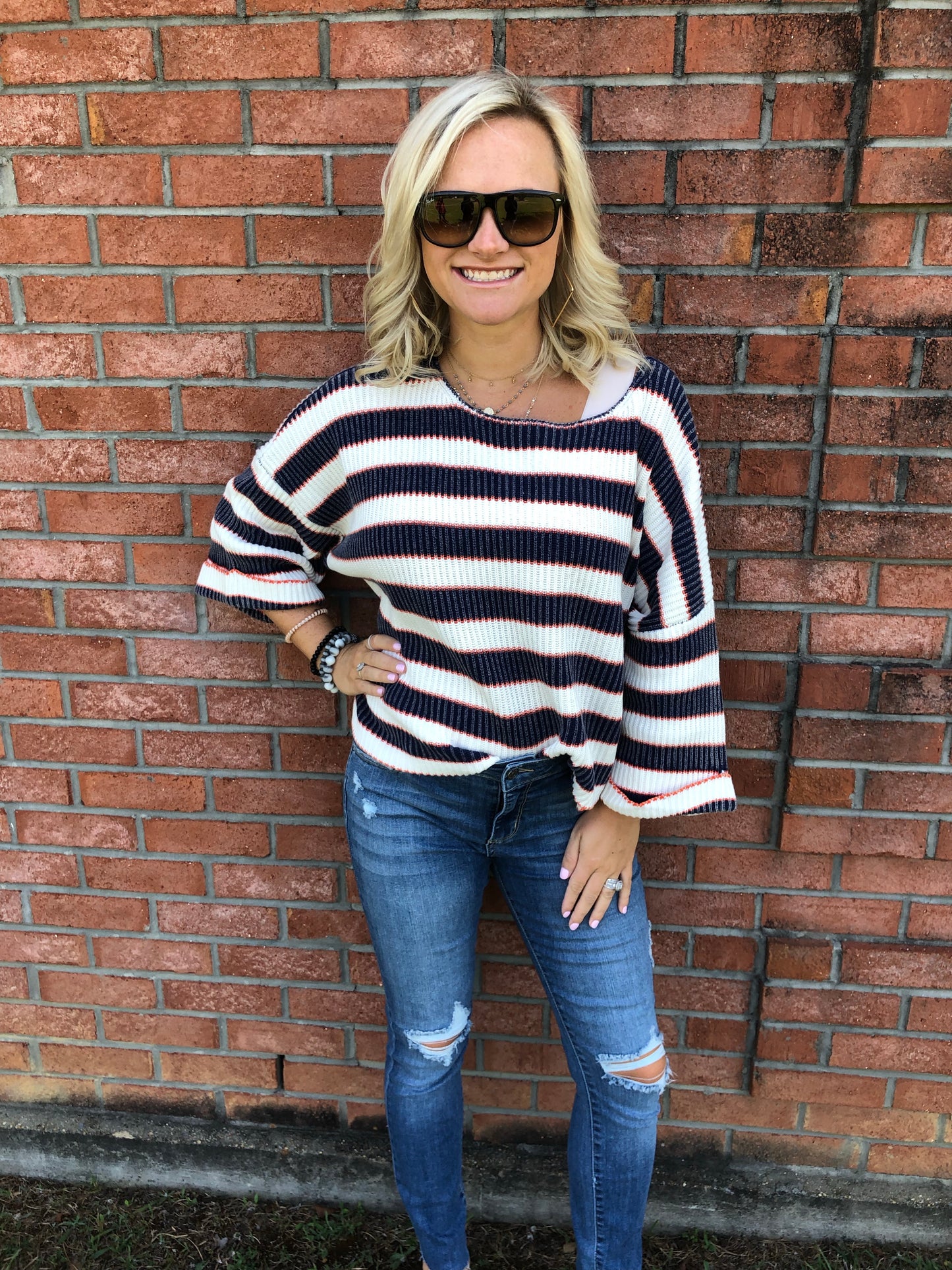 Stone Wash Striped Sweater