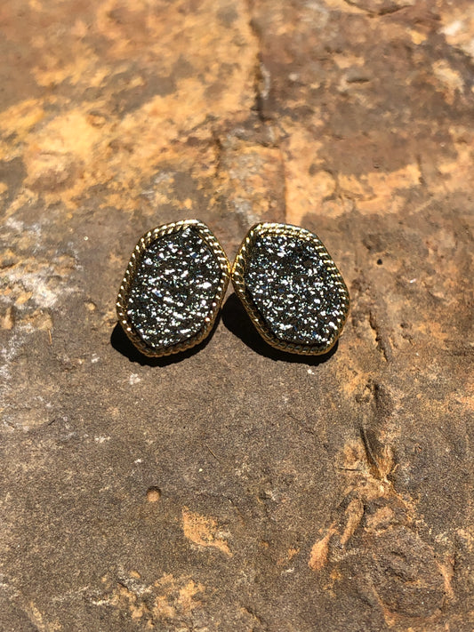 Ellie Studs in Silver Drusy