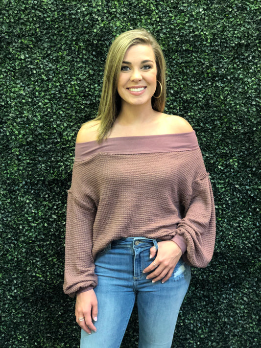 Off The Shoulder Waffle Knit