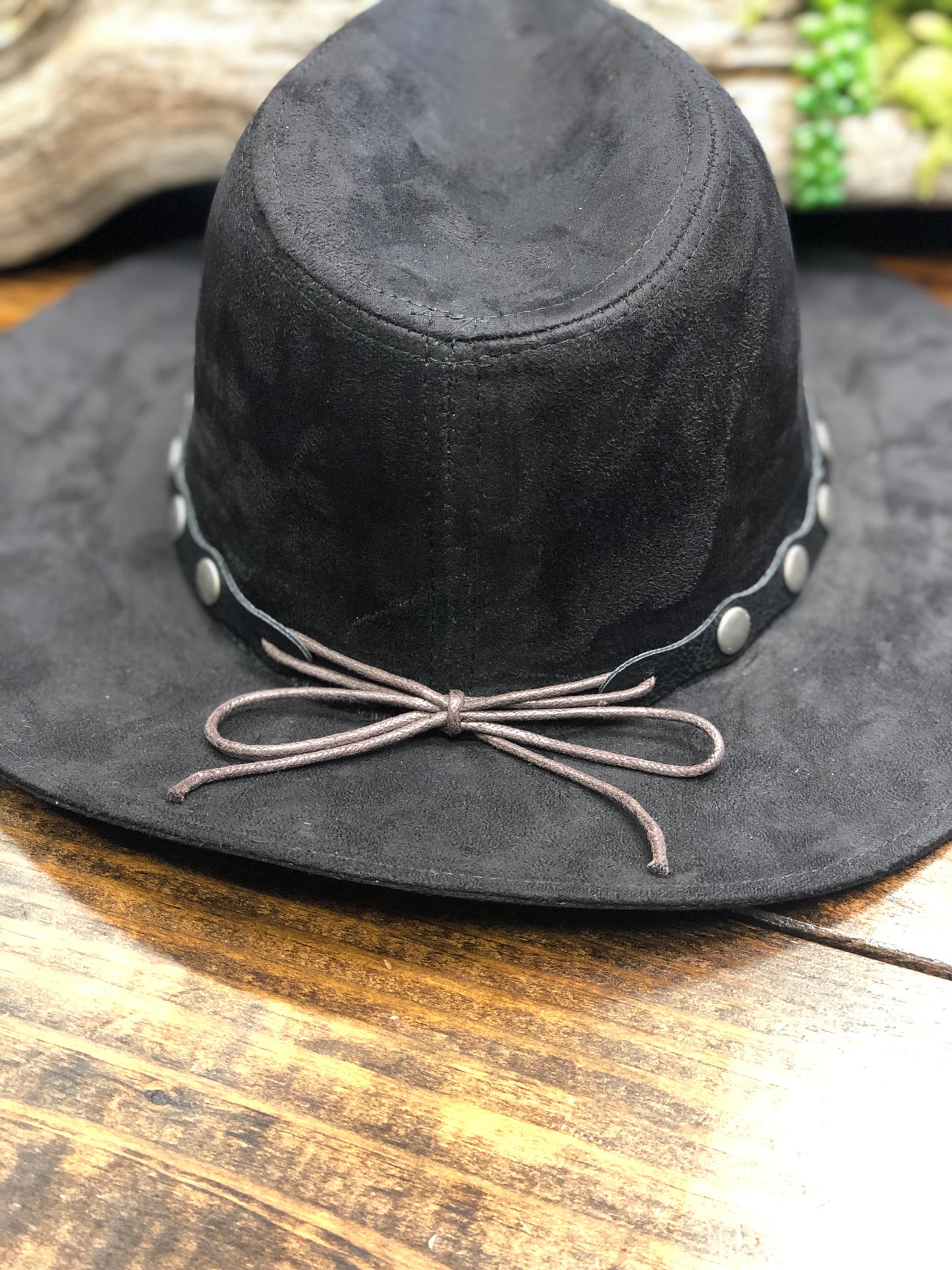 Panama Hat with Leather Studded Detail