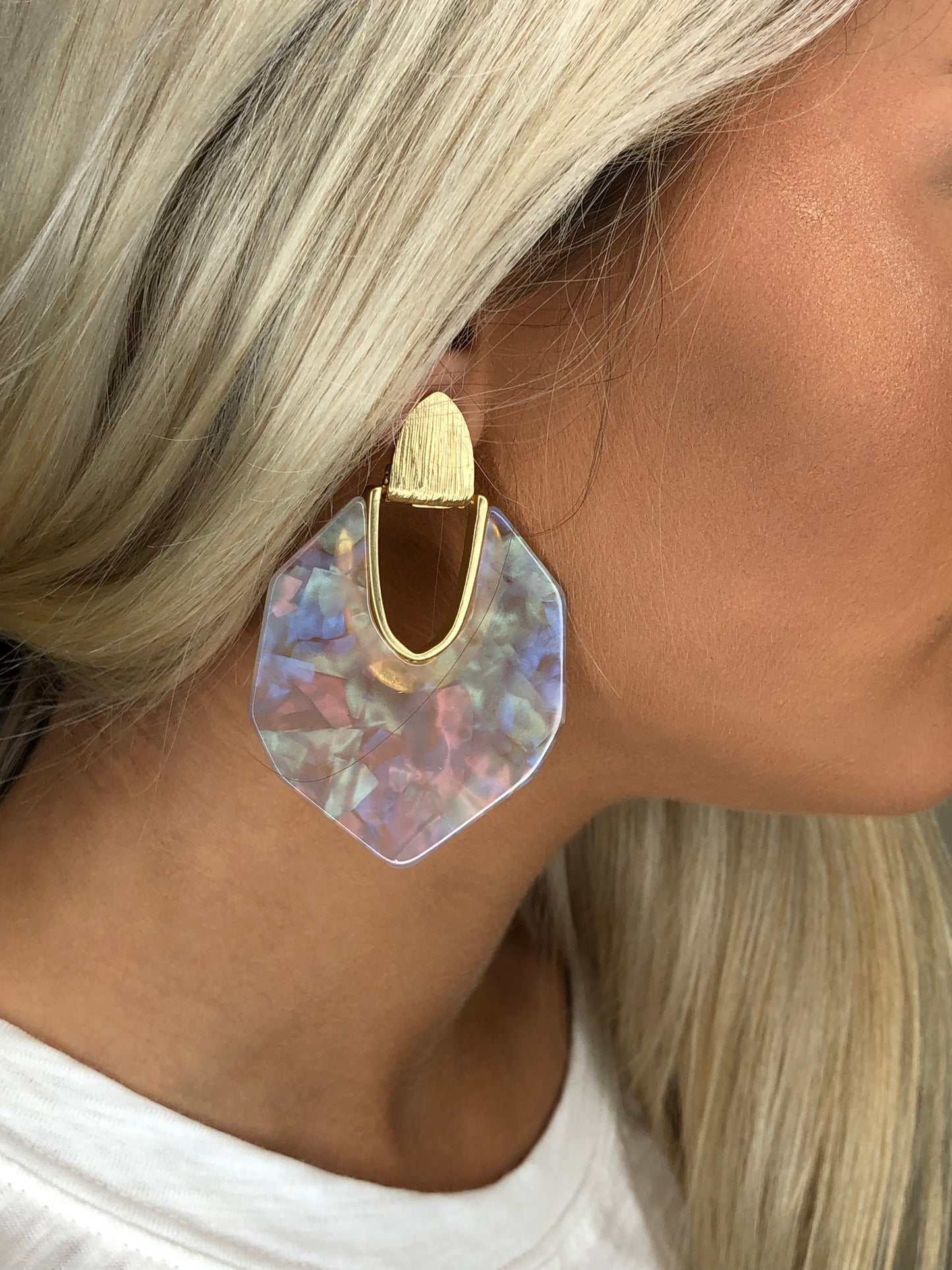 Acrylic Hexagon Arched Earrings