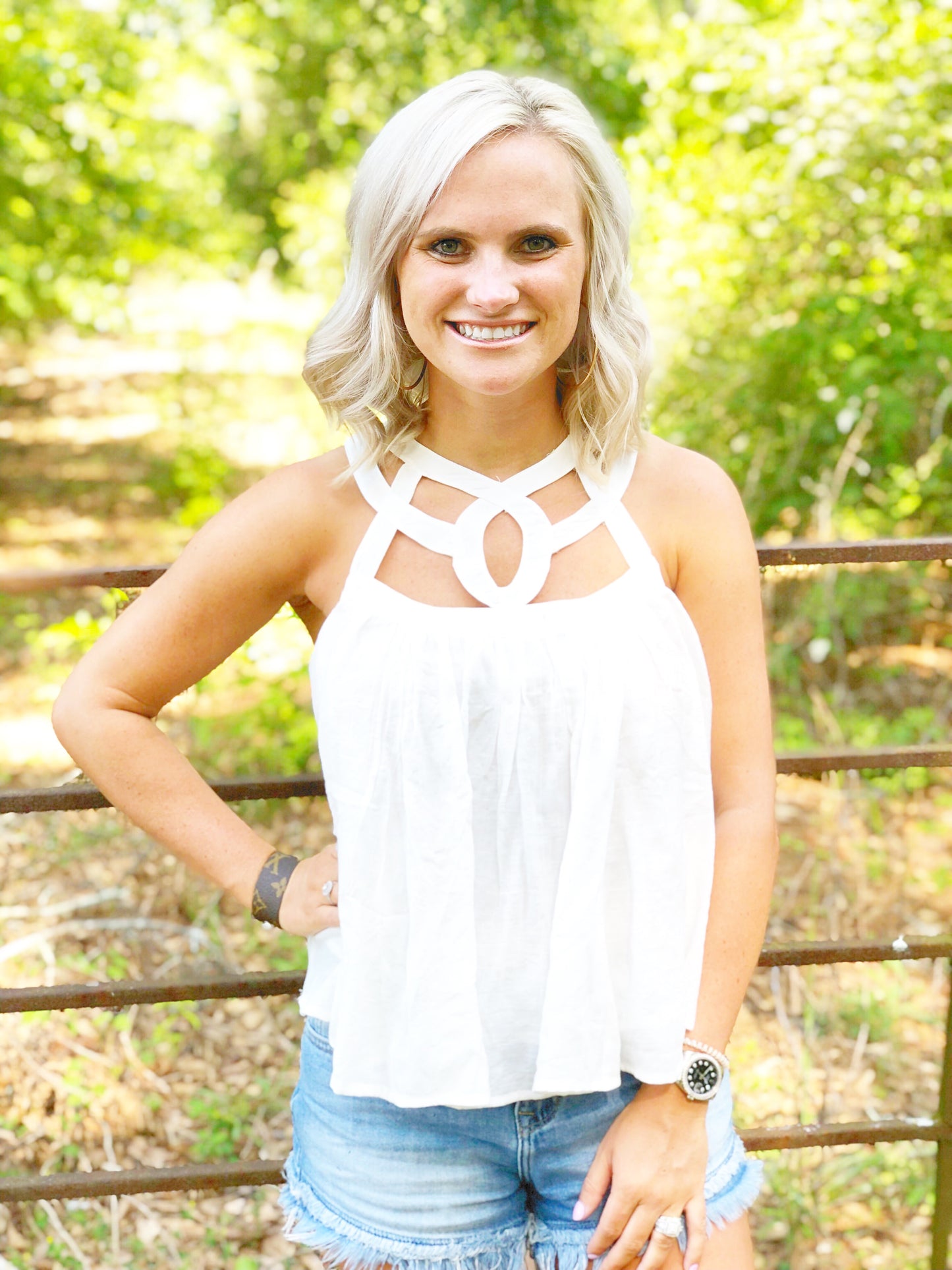 Sleeveless Crochet Trimmed Tank Top